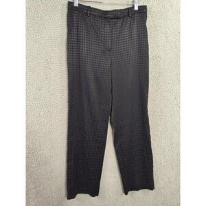 Armani Collezioni Pants Womens Size 8 Houndstooth Black Gray Shimmer Flat Front